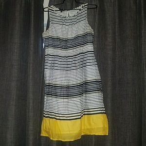 Talbots blue white and yellow striped dress
